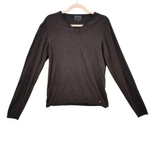 Diktat Mens Academia Quiet Lux Minimalist V-Neck Sweater S Brown Italy Knit Cozy